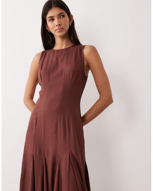 ASOS Brown Racer Maxi Dress With Godets