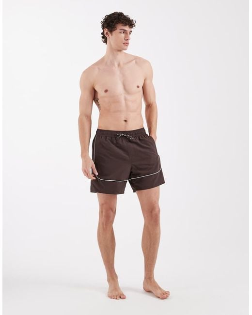 ASOS Brown Mid Length Swim Shorts for men