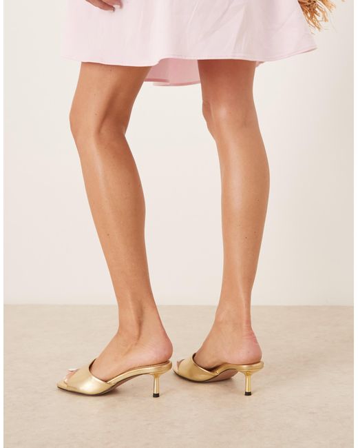ASOS Natural Wide Fit Hyped Kitten Heeled Mules