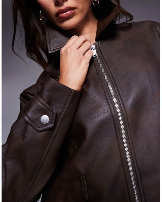 Bomber effet usé - foncé River Island en coloris Brown