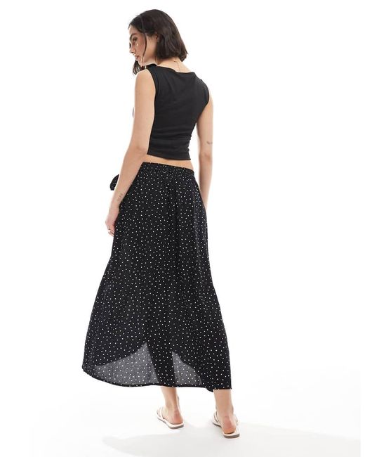 Pieces Midirok Met Overslag in het Black
