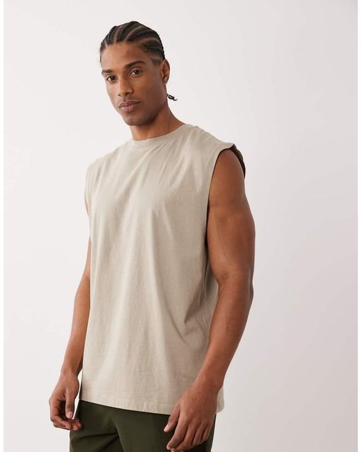 4505 Natural Icon Cotton Oversized Pump Training Tank With Quick Dry Finish for men