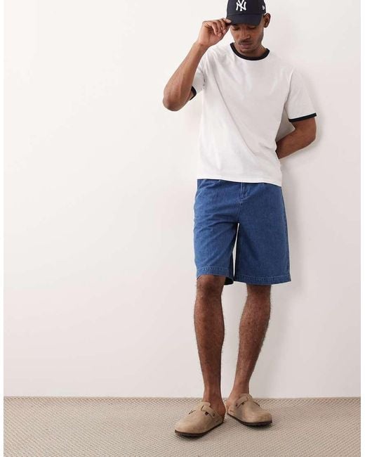 ASOS Blue Lightweight Loose Denim Jorts for men