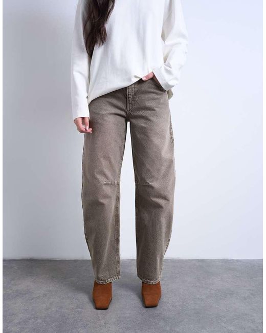 TOPSHOP White Barrel Mid Rise Jean