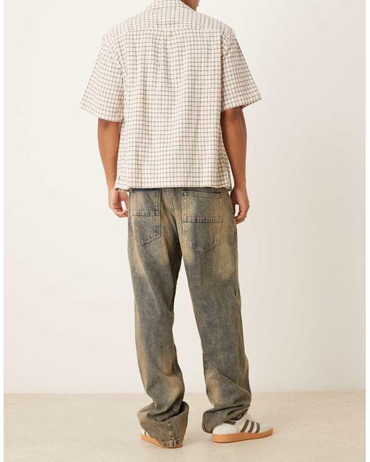 Brave Soul Natural Wide Leg Seam Detail Denim Jeans for men