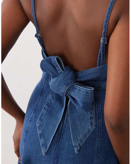 ASOS Blue Denim Midi Dress With Heart Bust Detail