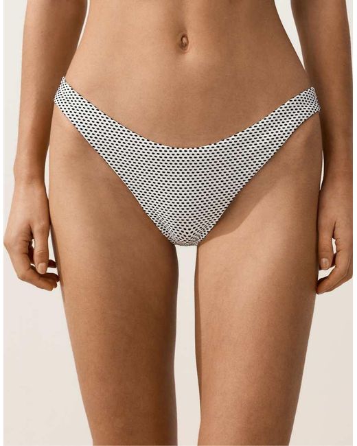 Oysho Brown Polka Dot Jacquard U-Cut Medium-Coverage Bikini Briefs