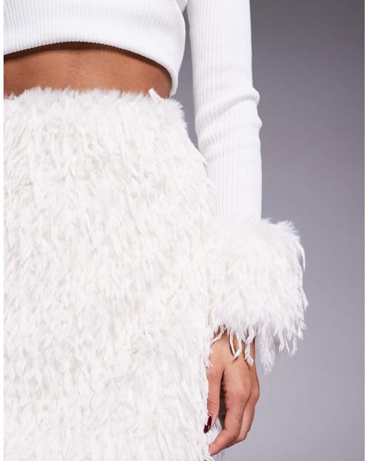 River Island Gray Faux Feather Mini Skirt Co-Ord