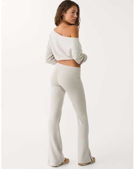 Stradivarius Natural Soft Touch Flared Trousers