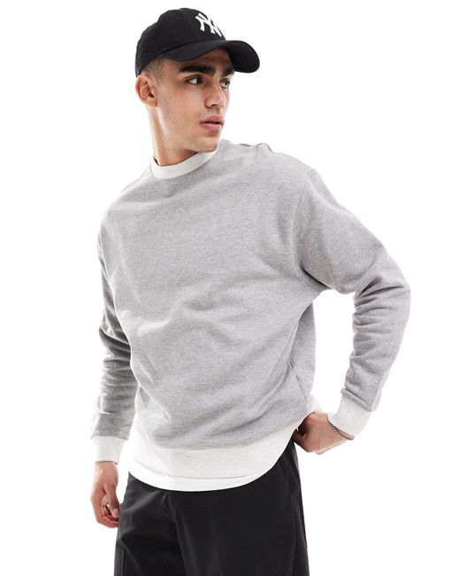 ASOS Gray Oversized Crew Neck Sweatshirt for men