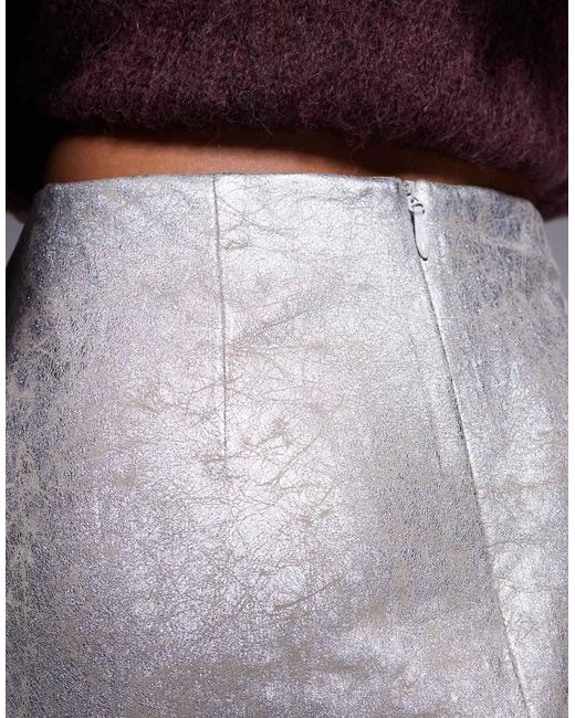 ASOS Purple Metallic Faux Leather Mini Skirt
