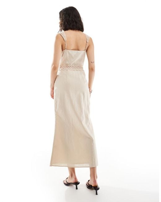 Never Fully Dressed White Mimi Cut-Out Linen Lace Midaxi Dress