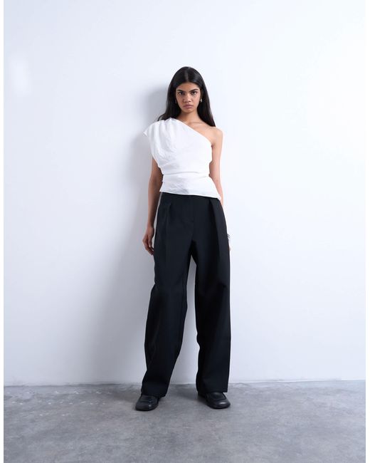 TOPSHOP White One Shoulder Top