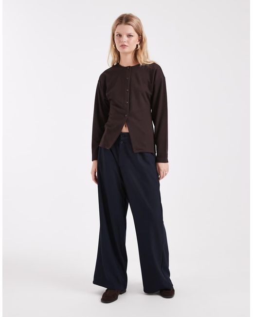 ASOS Black Interlock Longline Split Front Cardigan