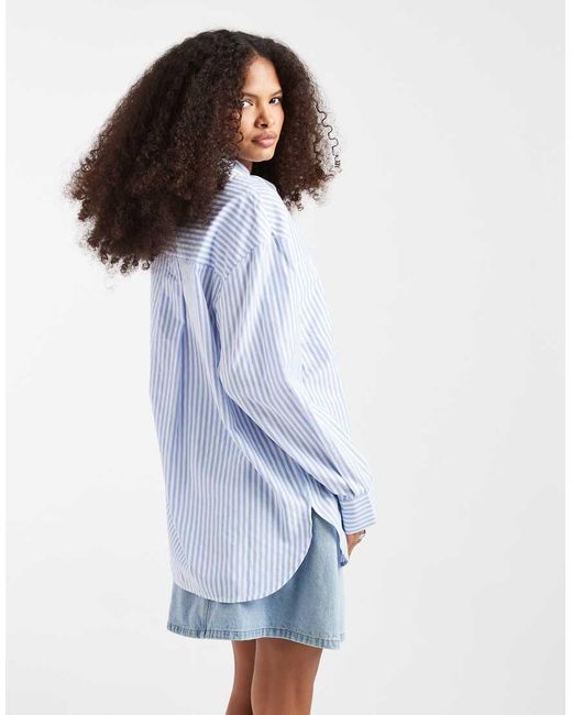 Pieces Blue Oversized Shirt