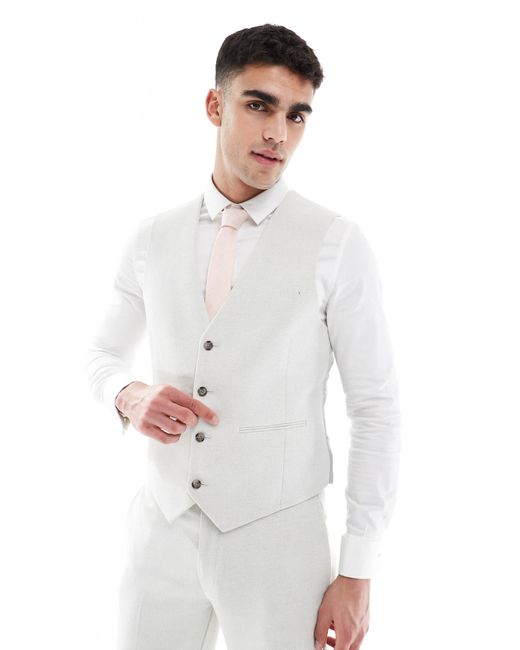 ASOS – schmal geschnittene anzugweste aus wollmix in White für Herren