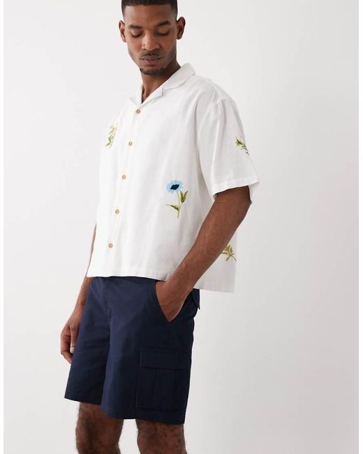 ASOS White Wide Leg Shorter Length Cargo Shorts for men