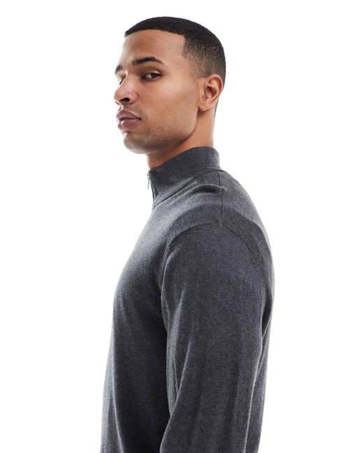 Jack & Jones Blue Quarter Zip Jumper for men