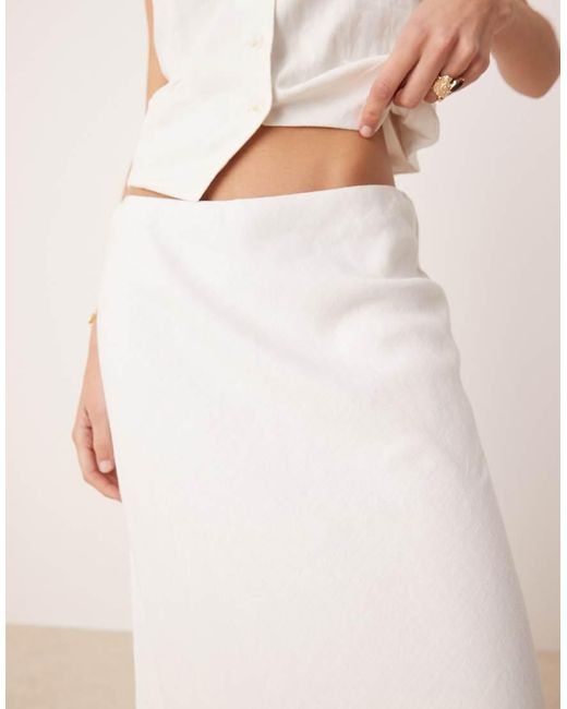 Abercrombie & Fitch Natural Bias Cut Linen Blend Maxi Skirt