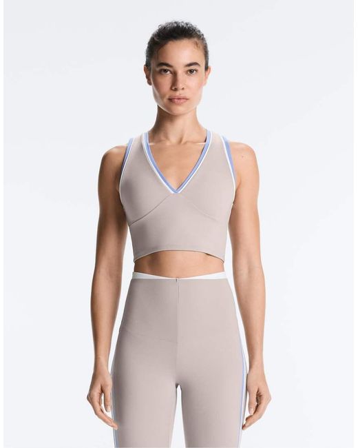 Oysho White Contrast Compressive Tank Top