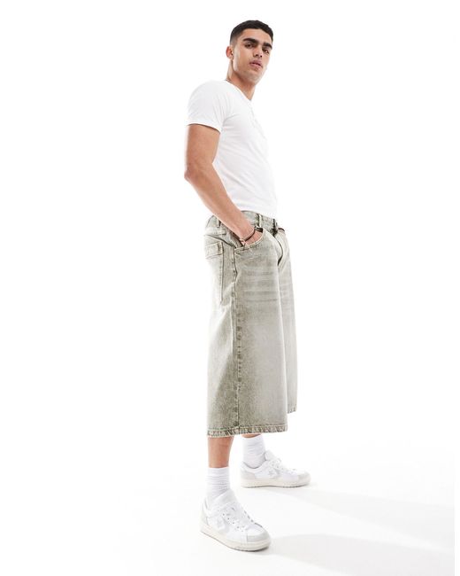 Short en jean coupe ultra baggy - cast Bershka pour homme en coloris Gray