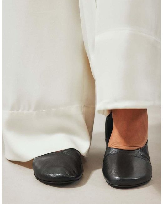 NA-KD White Unlined Leather Ballerinas