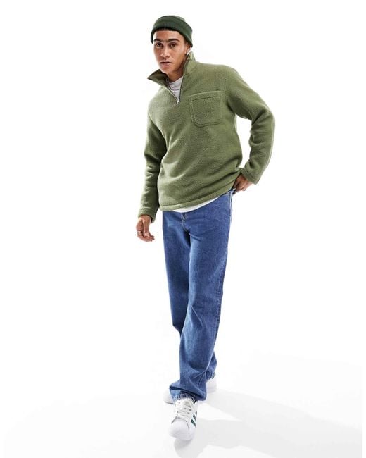 Jack & Jones Green Fleece 1/4 Zip for men