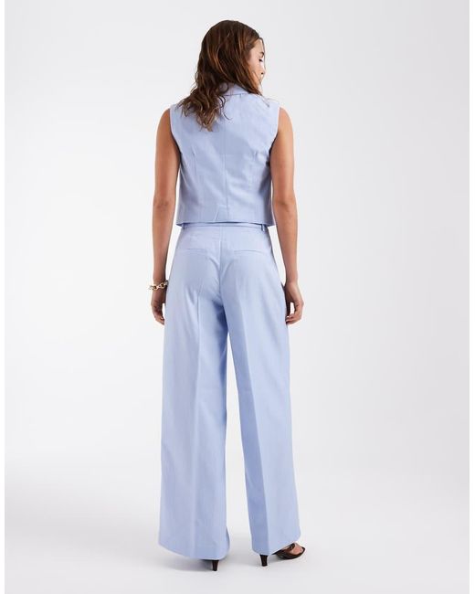 Vero Moda Blue Tailored Pleat Front Wide Leg Co-ord