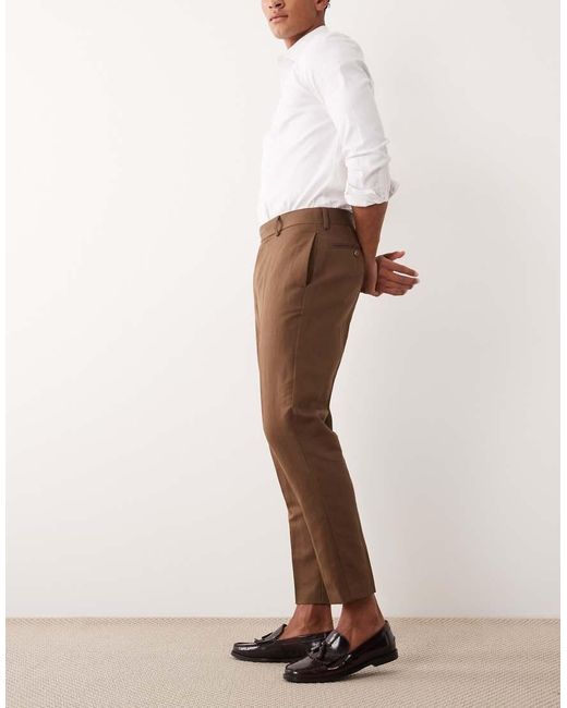 ASOS Natural Tailored Linen Rich Tapered Pants for men