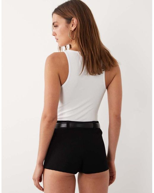 Mango White Starring Hailey Bieber Tailored Mini Shorts