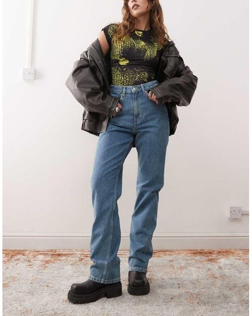 Weekday Blue Rowe Extra High Waist Straight Leg Jeans