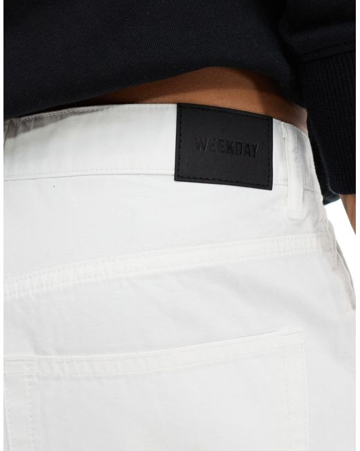 Weekday White Astro Loose Skater Fit Shorts for men