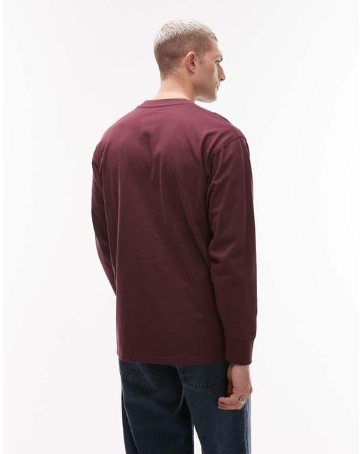 Camiseta Burdeos De Manga Larga Con Logo De Texto American Script De Carhartt de hombre de color Purple
