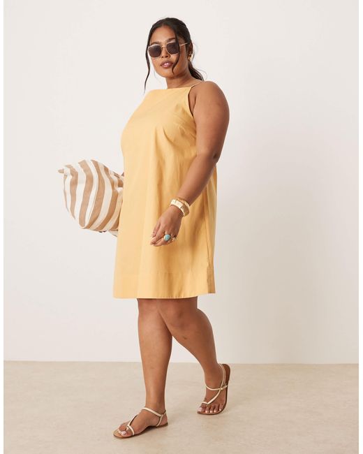 ASOS Natural Asos Design Curve Slash Neck Shapeless Mini