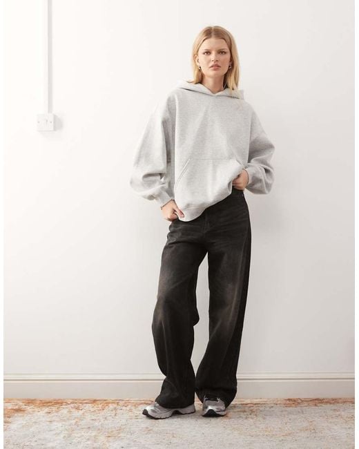 Weekday Oversized Hoodie Van Zware Jersey in het Gray