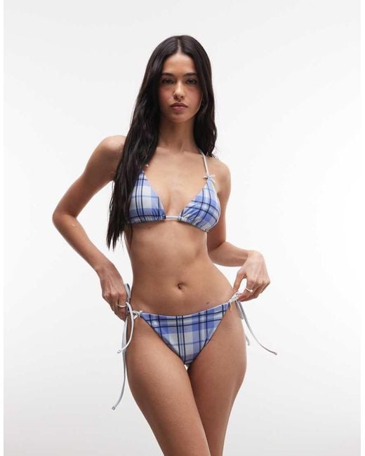 Daisy Street Blue Triangle Bikini Top And Bottoms