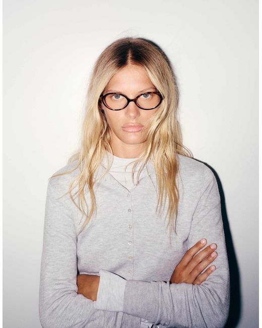 Pull&Bear White Ovale brille mit blaulichtfilter