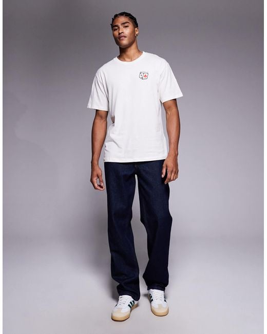 ADPT White Oversized T-shirt With Dice Backprint for men