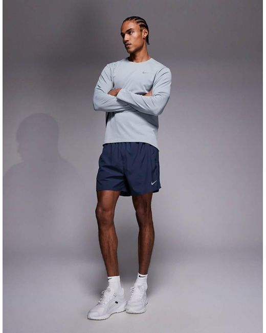 Nike Blue Miler Dri-Fit Long Sleeve Top for men