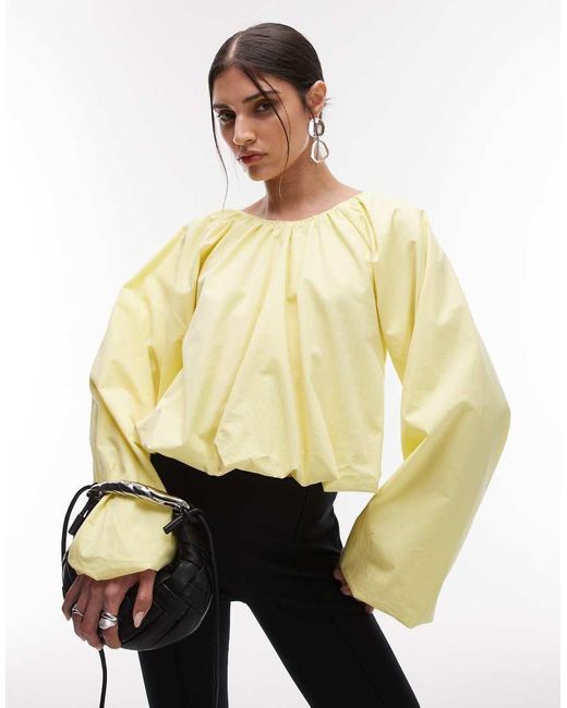 ASOS Natural Volume Bubble Hem Blouse