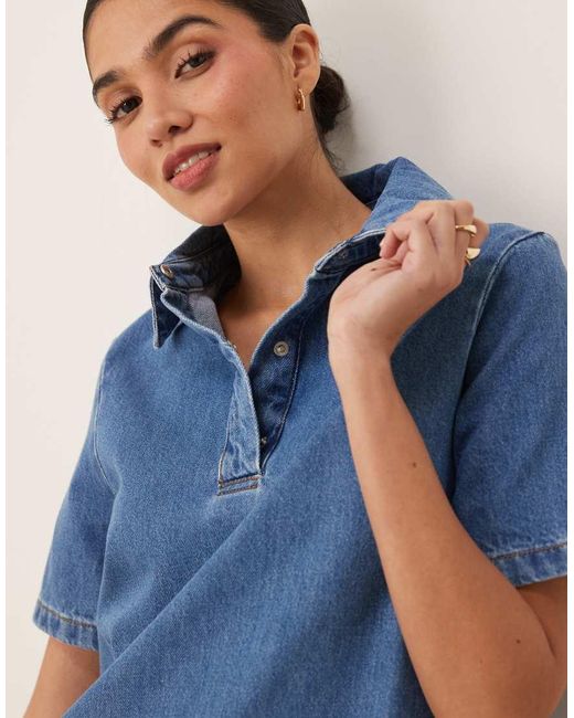 ASOS Blue Denim Polo Mini Dress
