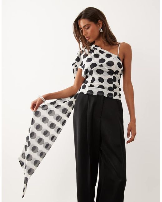ASOS Black Stretch Chiffon Scarf Wrap Top