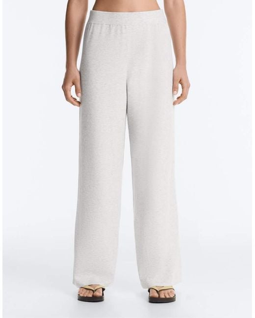 Oysho White Straight Fit Knit Trousers