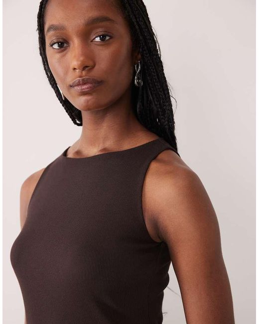 ASOS Blue Asos Design Tall Rib Mix Midi Dress With Drop Waist