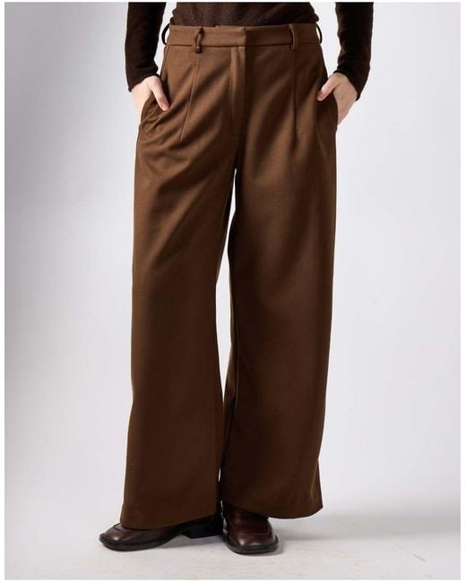 NARRATED Brown High Waist Wide Leg Trousers