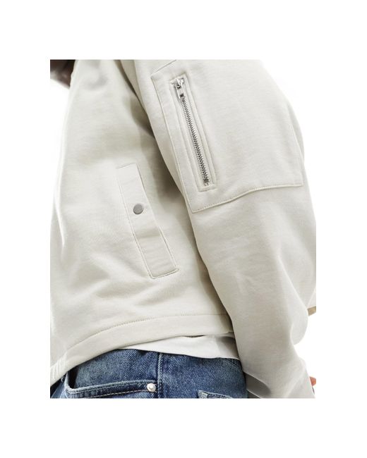 ASOS White Oversized Jersey Jacket With Stud Pocket Detail for men