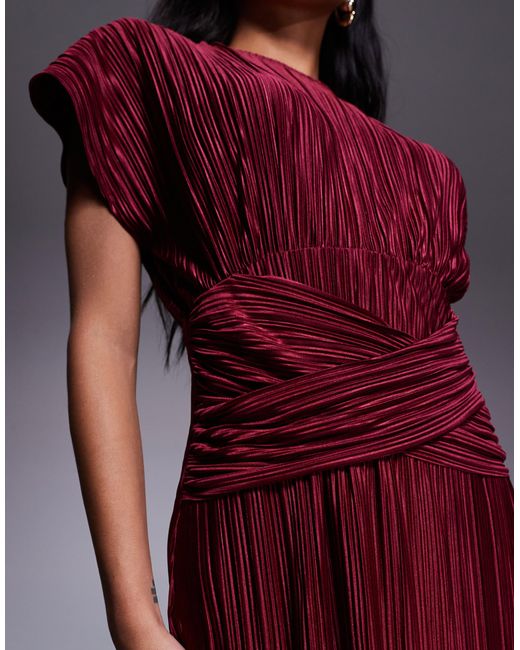 ASOS Purple Twist Front Plisse Sleeveless Maxi Dress