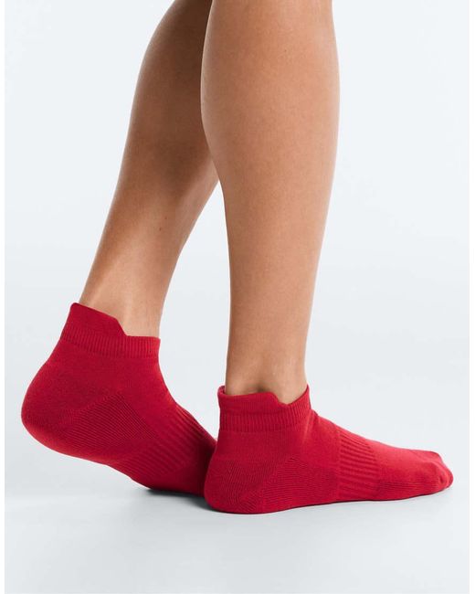 Oysho Red 3 Pairs Of Cotton Blend Sports Sneaker Socks With Heel Tab