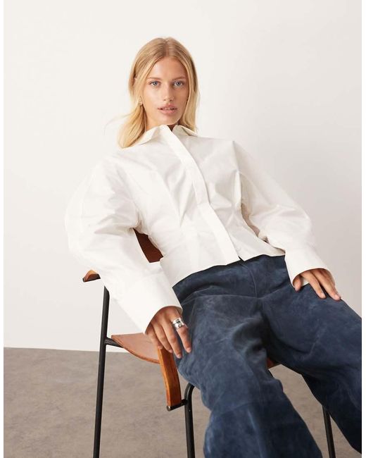 Camisa Blanca Moldeada De Algodón Grueso De ARRANGE de color Blue