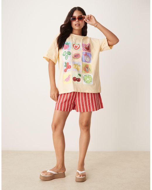 ASOS Yellow Oversized Tee With Fruit Graphic